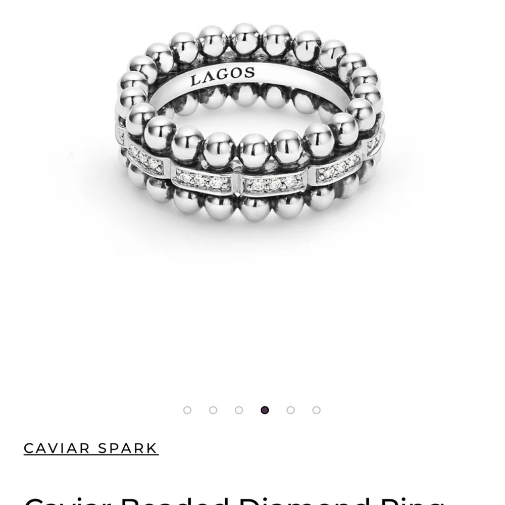 Lagos Caviar Diamond and Silver Beaded Ring - retails for $1450